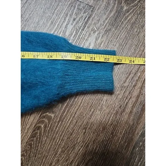 Jamie Teal Blue Angora Open-Front Long-sleeve Cardigan/Sweater Medium - Picture 8 of 16